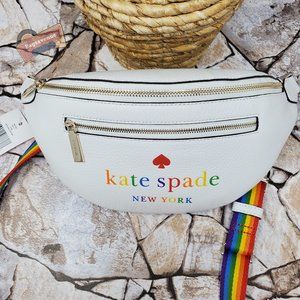 #bagsavenue fast ship Pride Leila Pebbled Leather Belt Bag in Rainbow kate spade
